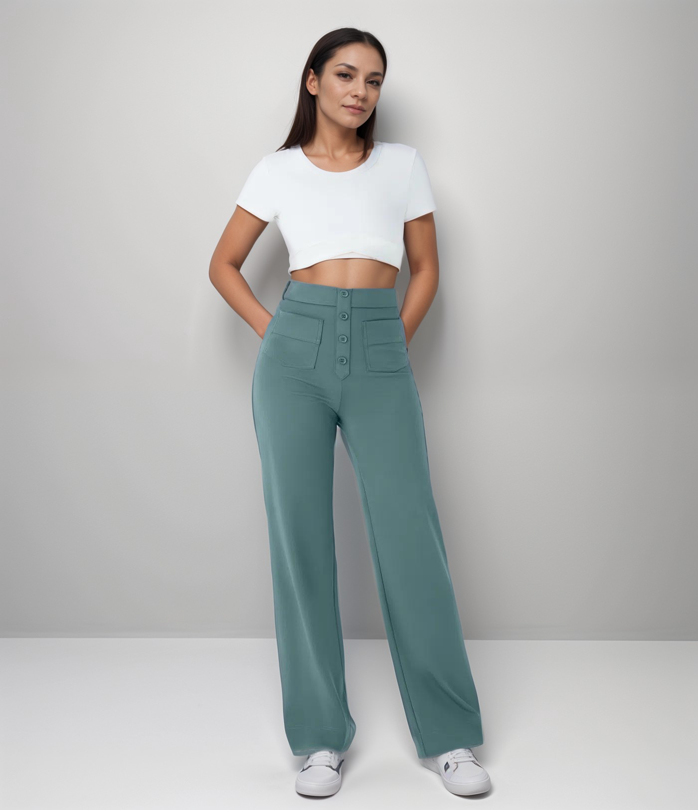 MARITTA | Elastiska Byxor Med Hög Midja