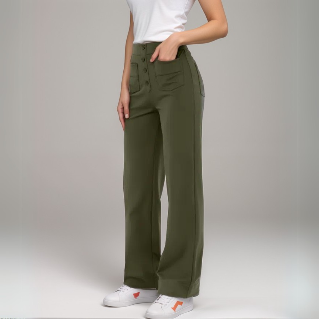 MARITTA | Elastiska Byxor Med Hög Midja