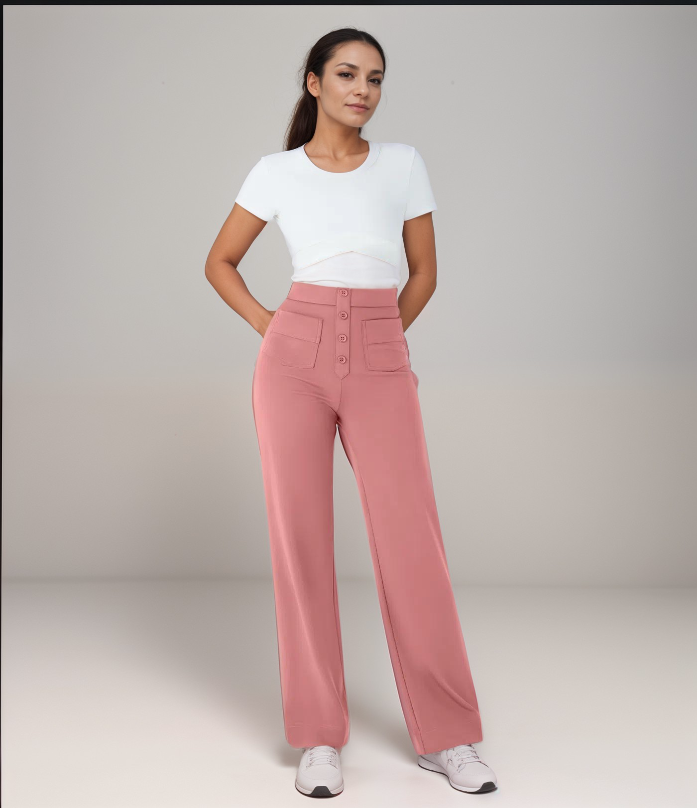 MARITTA | Elastiska Byxor Med Hög Midja