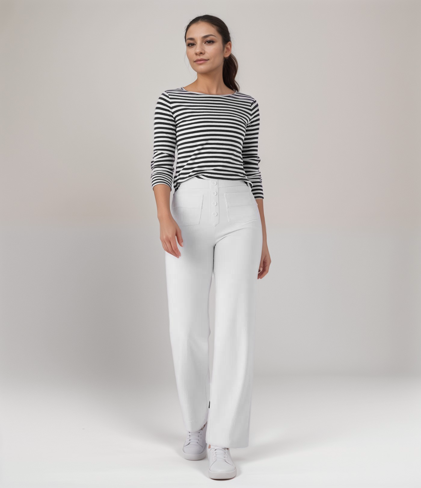 MARITTA | Elastiska Byxor Med Hög Midja