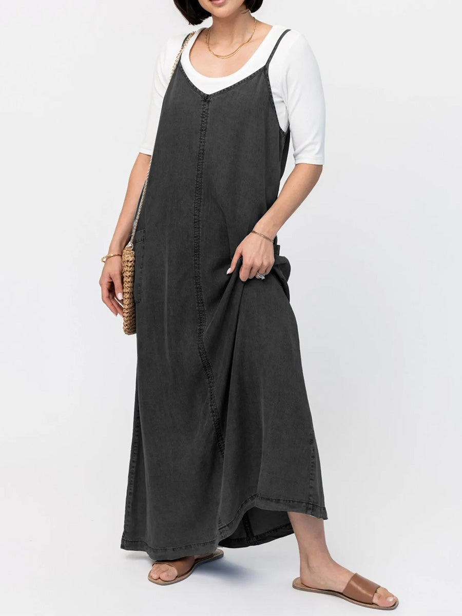 ERICA | Maxiklänning I Denim Med Lös Passform
