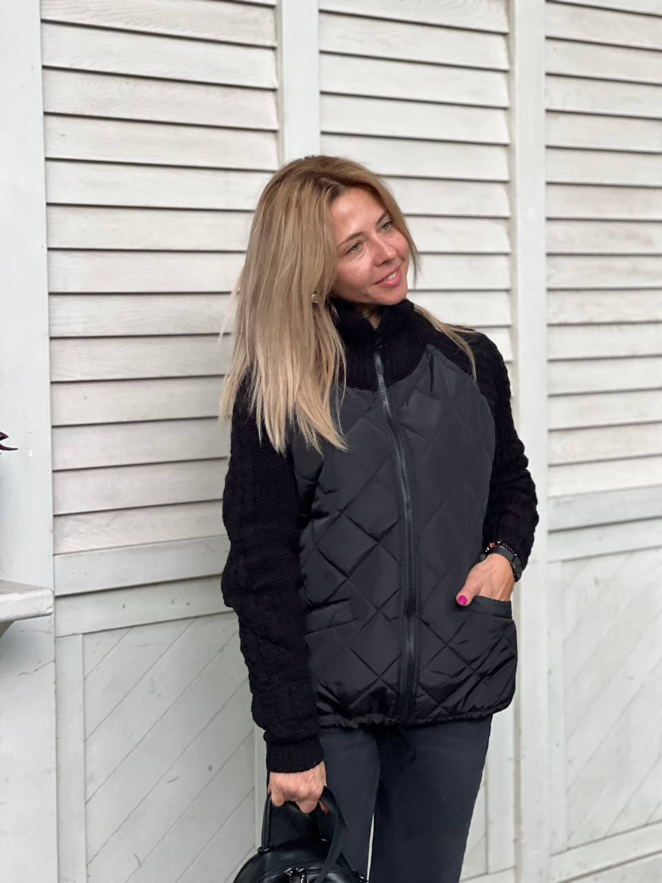 NURIA | Stickad Jacka i Lapptäcke