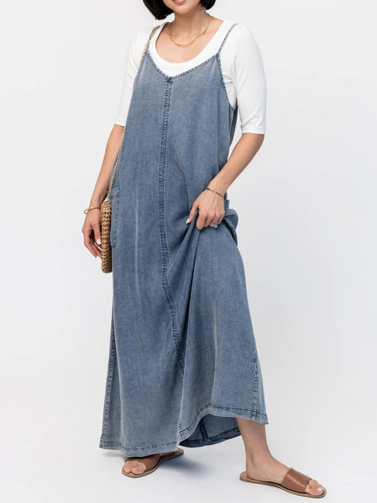ERICA | Maxiklänning I Denim Med Lös Passform