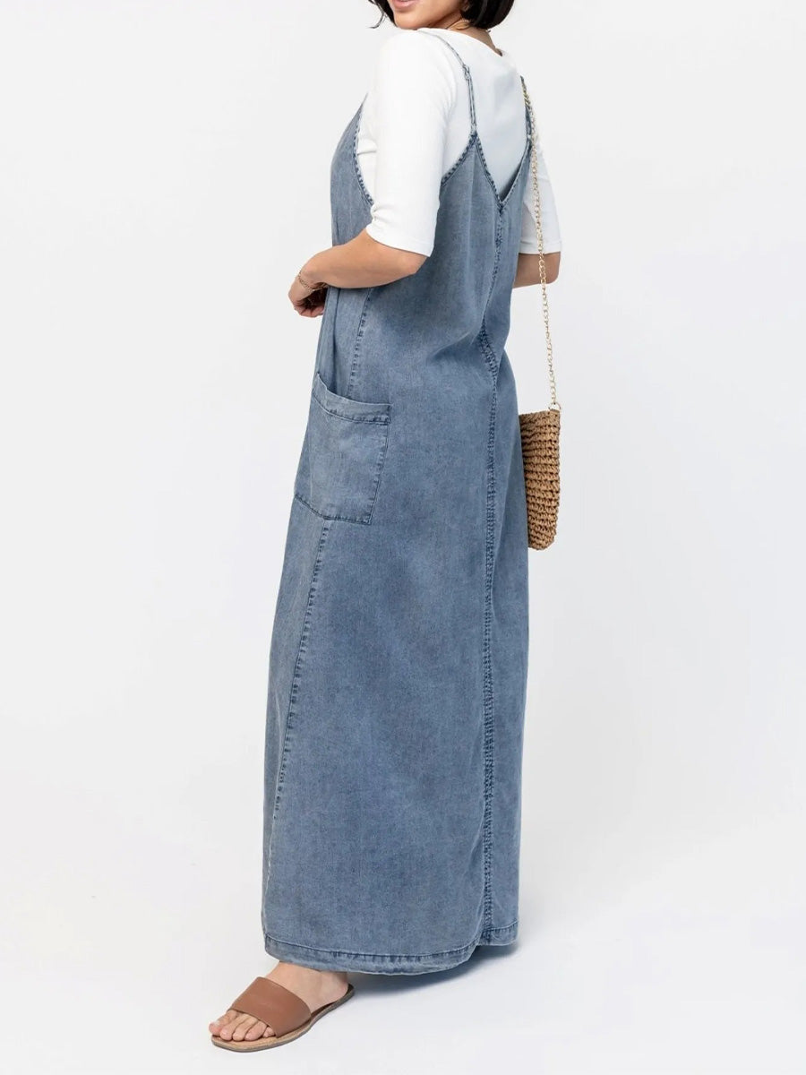 ERICA | Maxiklänning I Denim Med Lös Passform