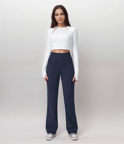 MARITTA | Elastiska Byxor Med Hög Midja