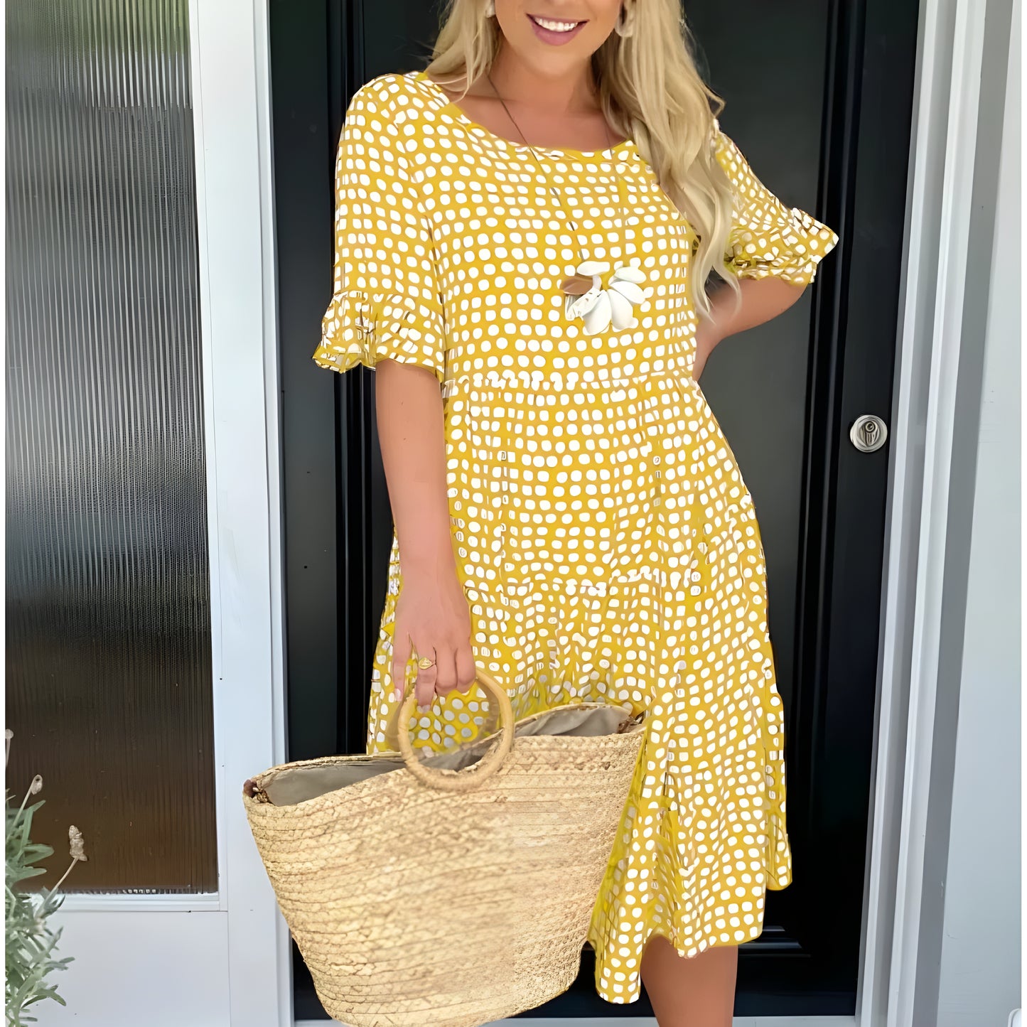 DANIELLA | Kortärmad Midiklänning