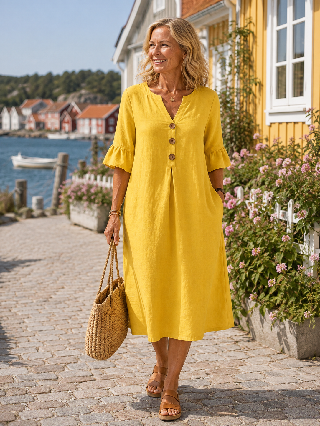 CHATARINA | Elegant Knäppt Klänning