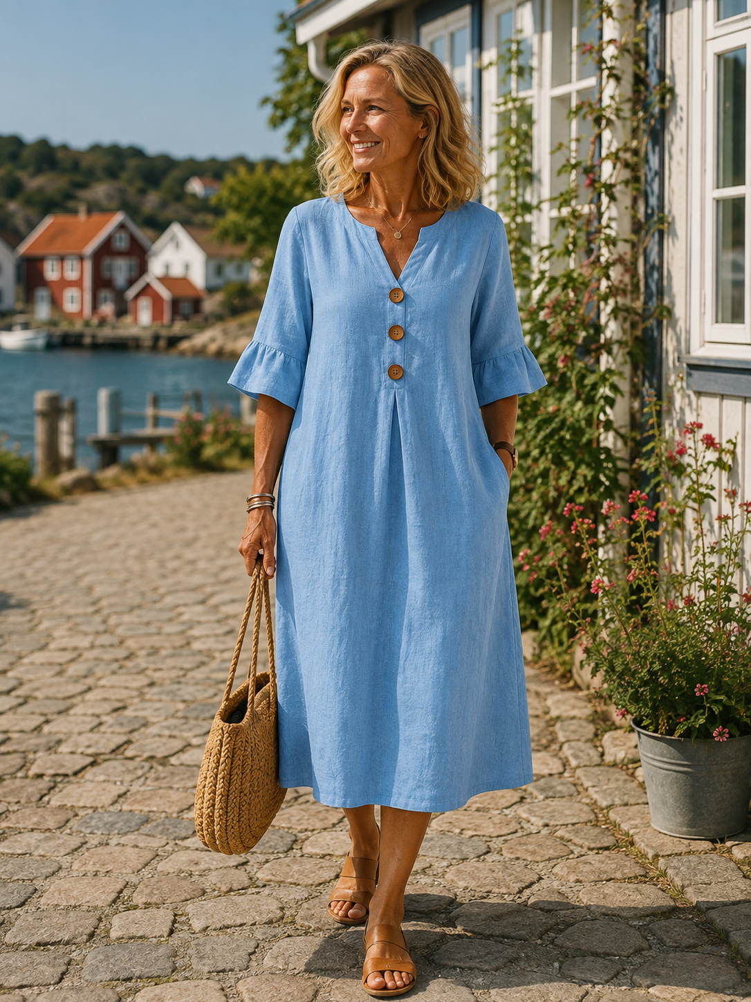 CHATARINA | Elegant Knäppt Klänning