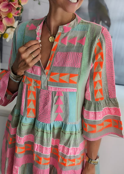 ARIEL | Chic V-Hals Bomull Hamp Sommerkjole