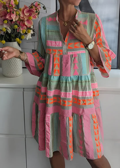 ARIEL | Chic V-Hals Bomull Hamp Sommerkjole