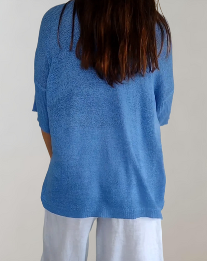 LILY | Stickad Topp Med V-Ringning