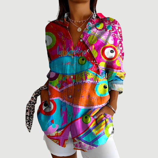 KARLA | Blus Med Färgglad Design
