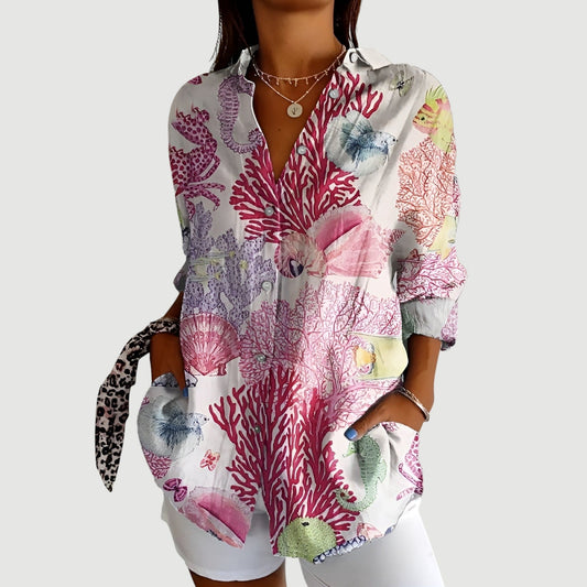 ELIN | Blus Med Färgglad Design
