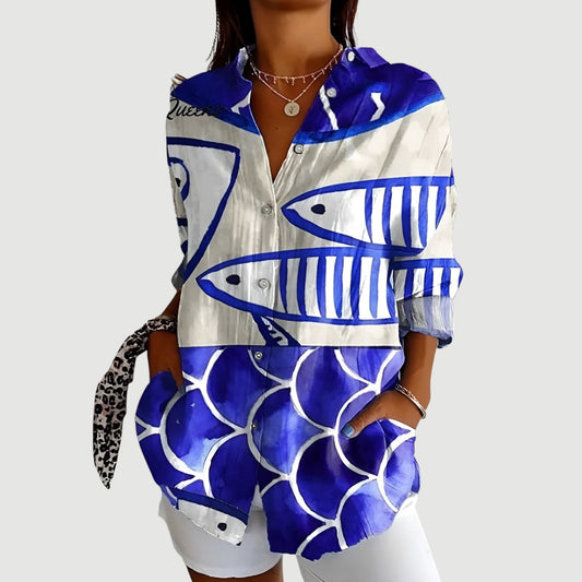 MALOU | Blus Med Färgglad Design