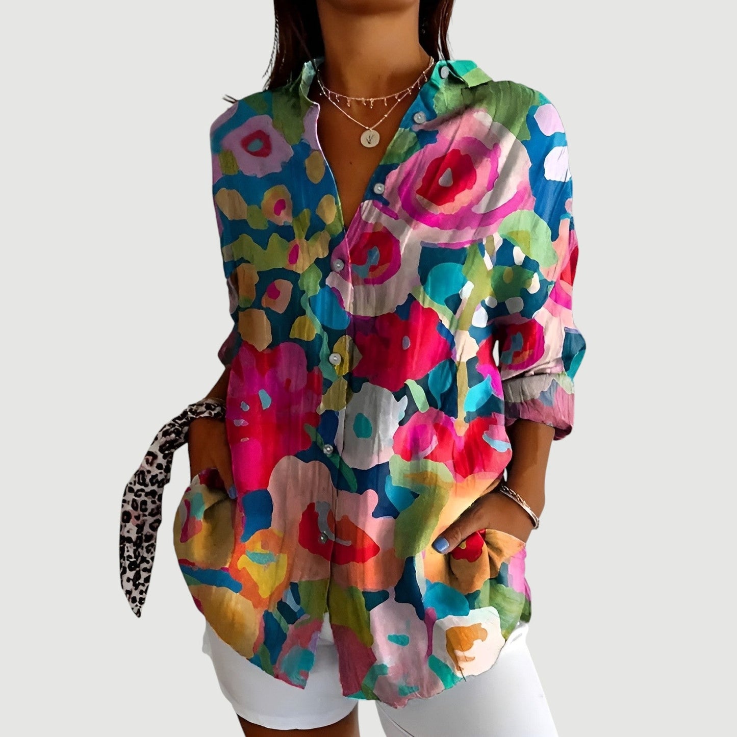 ANNJA | Blus Med Färgglad Design
